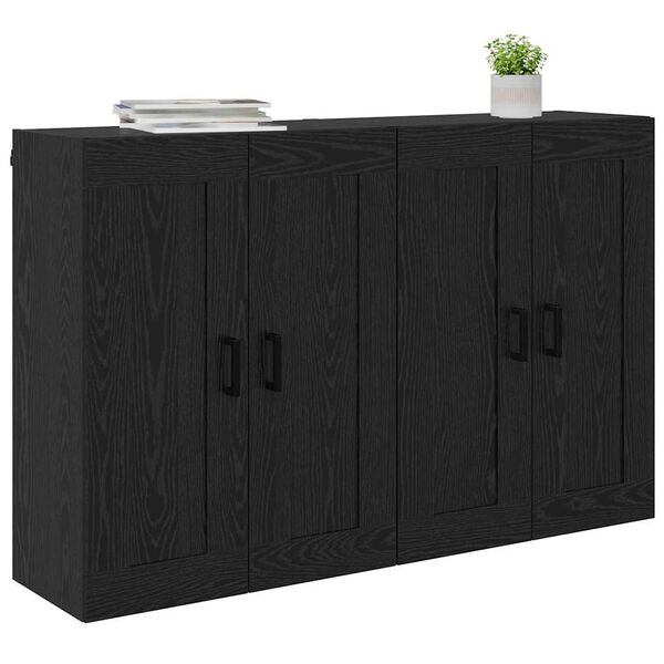 vidaXL Estante de Parede 2 pcs Carvalho Preto 69,5 x 34 x 90 cm