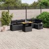 vidaXL 7 pcs conjunto de sof&aacute;s p/ jardim c/ almofad&otilde;es vime PE preto
