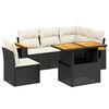 vidaXL 6 pcs conjunto sof&aacute;s de jardim c/ almofad&otilde;es vime PE preto