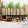 vidaXL Conjunto de Sof&aacute;s para Exterior 7 pcs Natural e Preto