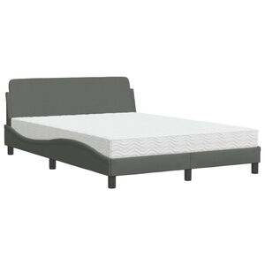 vidaXL Cama com colch&atilde;o Dover 140x200 cm tecido cinzento-escuro