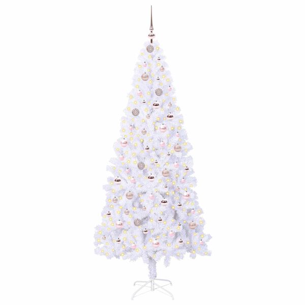 vidaXL &Aacute;rvore de Natal Artificial com 300 LEDs Branco 210 cm PVC e A&ccedil;o