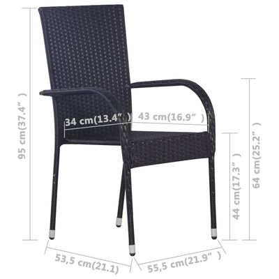 vidaXL Cadeiras de exterior empilháveis 4 pcs vime PE preto