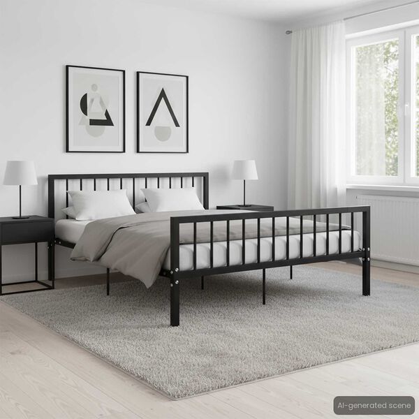 vidaXL Estrutura de cama metal 160x200 cm preto