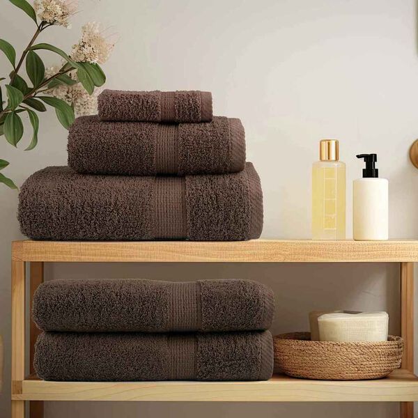 vidaXL Toalha de Convidado SOLUND Castanho Algod&atilde;o