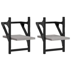 vidaXL Prateleiras de parede c/ barras 2 pcs 20x25x30 cm cinza sonoma