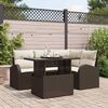 vidaXL Conjunto de Sof&aacute; de Jardim 5 pcs Castanho Rattan Sint&eacute;tico