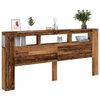 vidaXL Cabeceira c/ LEDs 220x18,5x103,5cm deriv. madeira madeira velha