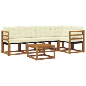 vidaXL Conjunto de Sof&aacute;s para Exterior 6 pcs Natural e Creme