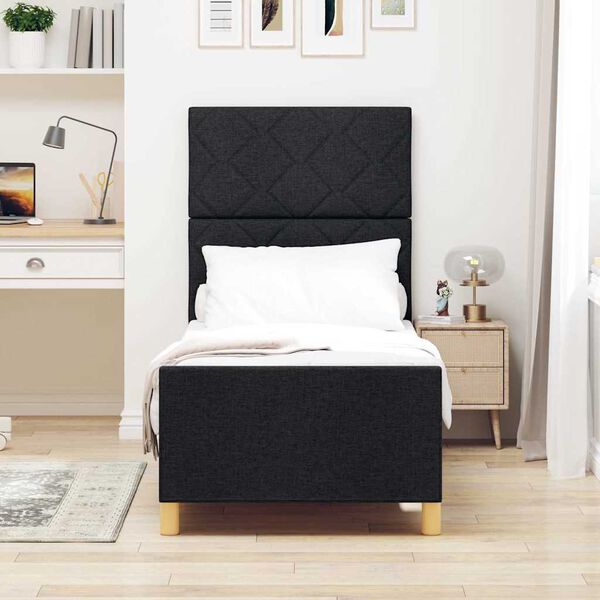 vidaXL Estrutura da Cama com cabeceira Preto 80 x 200 cm tecido