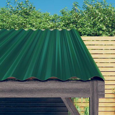 vidaXL Painéis de telhado 36 pcs 60x36 cm aço revestido a pó verde