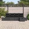 vidaXL Conjunto de Sof&aacute; de Jardim com almofada 5 pcs Preto vime PE