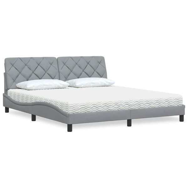 vidaXL Cama com colch&atilde;o 180x200 cm tecido cinzento-claro