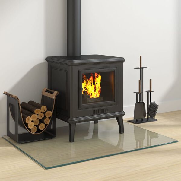 vidaXL Placa de vidro para lareira retangular 80x60 cm