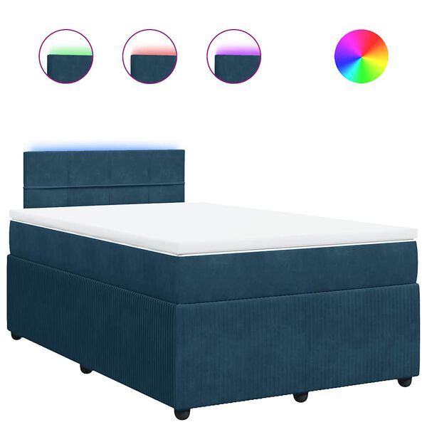 vidaXL Cama boxspring com colch&atilde;o 120x200 cm veludo azul