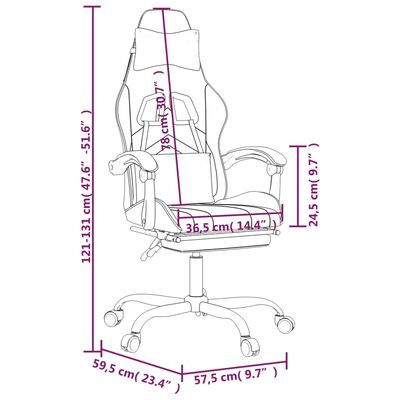vidaXL Cadeira gaming giratória + apoio pés couro artific. preto/tinto