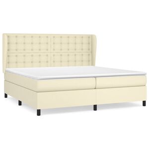 vidaXL Cama com molas/colch&atilde;o 200x200 cm couro artificial cor creme