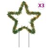 vidaXL Decora&ccedil;&atilde;o estrela de Natal c/ luz e estacas 3 pcs 50 LEDs 29 cm