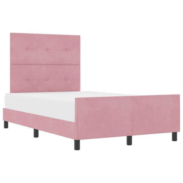 vidaXL Cama Box com cabeceira Rosa 120 x 190 cm Veludo