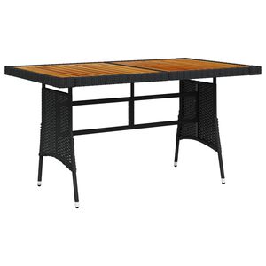 vidaXL Mesa de jardim 130x70x72 cm vime PE e ac&aacute;cia maci&ccedil;a preto