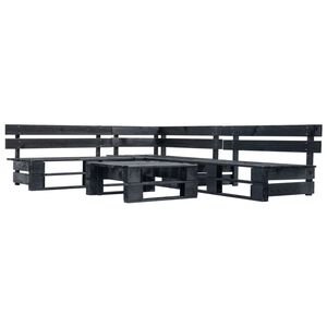 vidaXL Sof&aacute;s de paletes para jardim 4 pcs madeira preto