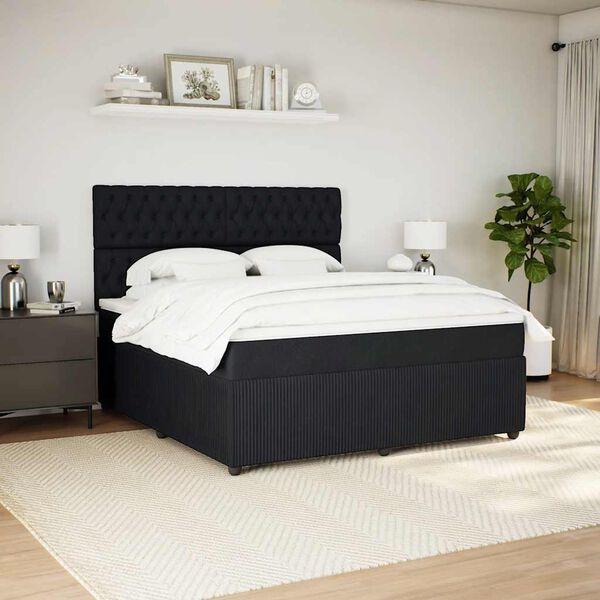 vidaXL Cama com molas/colch&atilde;o 180x200 cm veludo preto