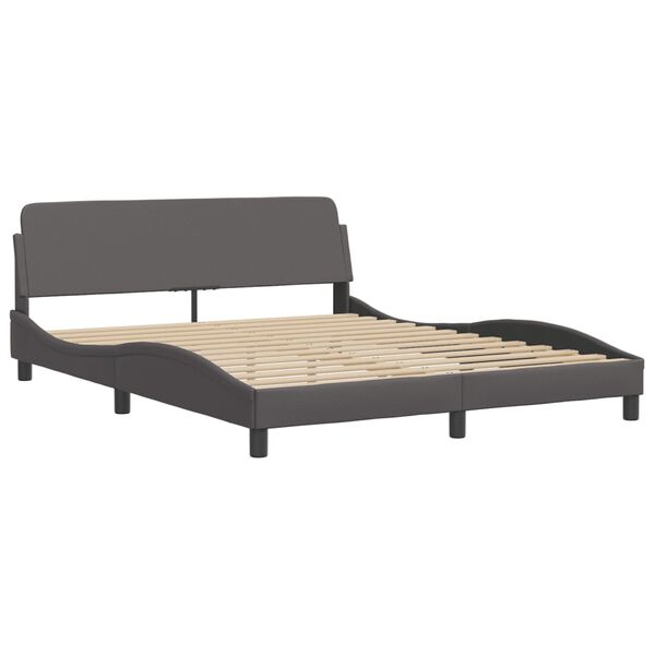 vidaXL Cama com colch&atilde;o Zadar 160x200 cm couro artificial cinzento