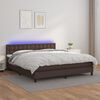 vidaXL Cama box spring c/ colch&atilde;o/LED 160x200 cm couro artif. castanho