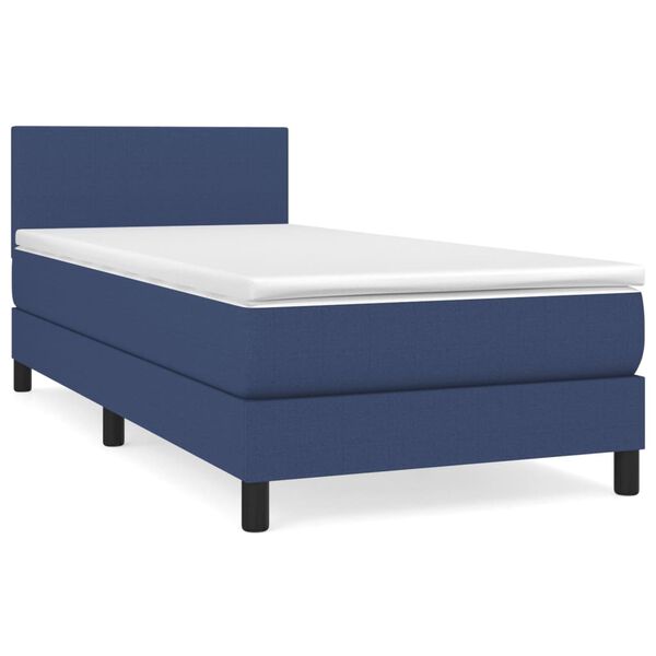 vidaXL Cama com molas/colch&atilde;o 90x190 cm tecido azul