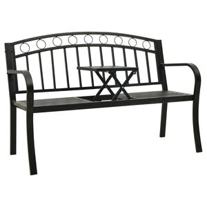 vidaXL Banco de jardim com mesa 120 cm a&ccedil;o preto