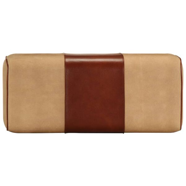 vidaXL Boque de gin&aacute;sio 58 cm couro genu&iacute;no castanho/mangueira maci&ccedil;a