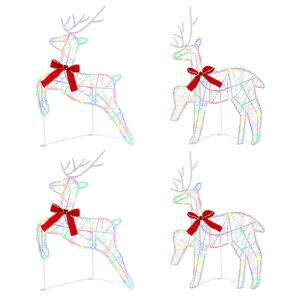 vidaXL Rena de Natal 4 unid. 80 LED Multicolorido 43 x 19 x 65 cm