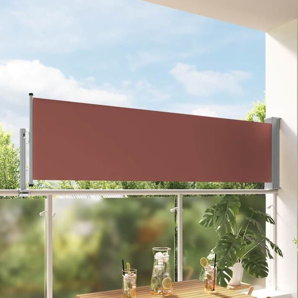 vidaXL Toldo lateral retr&aacute;til para p&aacute;tio 80x300 cm castanho