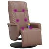 vidaXL Poltrona massagens recl. c/ apoio p&eacute;s couro artificial castanho