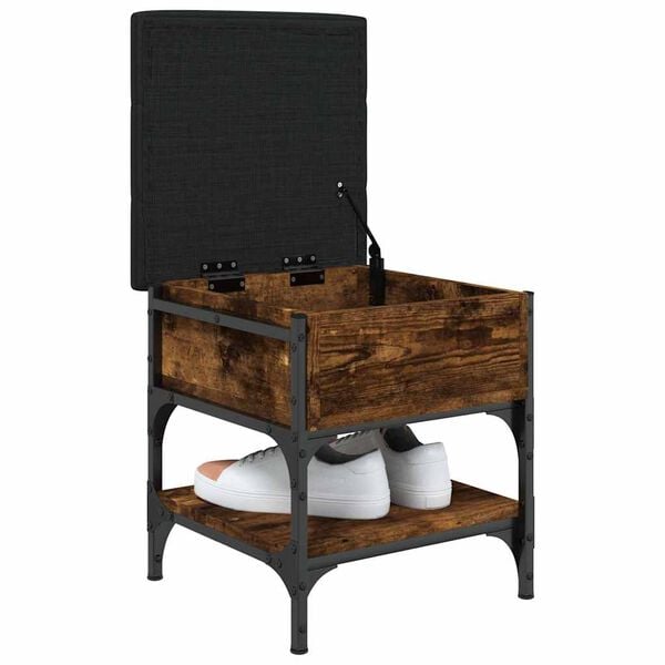 vidaXL Banco sapateira 42x42x45cm derivados de madeira carvalho fumado