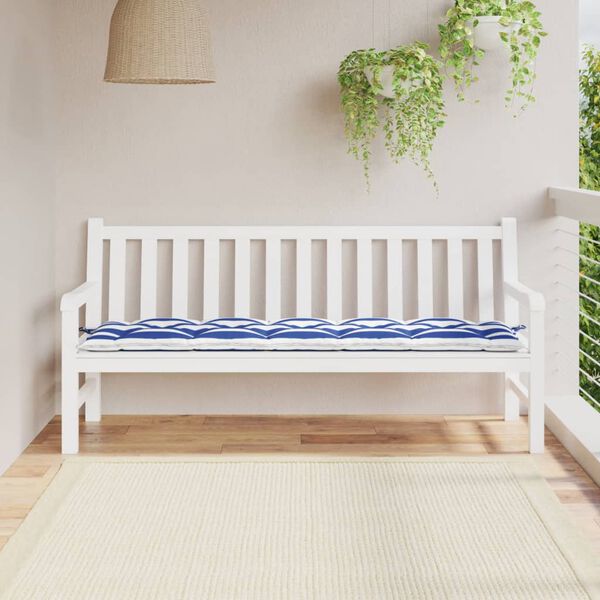 vidaXL Almofad&atilde;o p/ banco jardim 180x50x7 cm tecido oxford azul/branco
