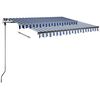 vidaXL Toldo retr&aacute;til manual com LED 350x250 cm azul e branco
