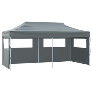 vidaXL Tenda dobr&aacute;vel profissional festas 4 paredes 3x6m a&ccedil;o antracite