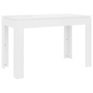 vidaXL Mesa de jantar 120x60x76 cm contraplacado branco brilhante