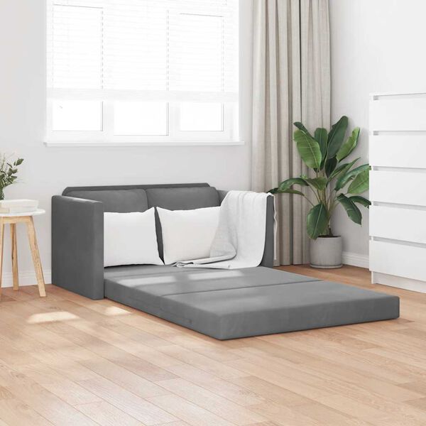 vidaXL Sof&aacute;-cama sem p&eacute;s 122x204x55 cm veludo cinzento-escuro