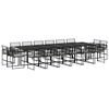 vidaXL 17 pcs conjunto de jantar p/ jardim c/ almofad&otilde;es vime PE preto