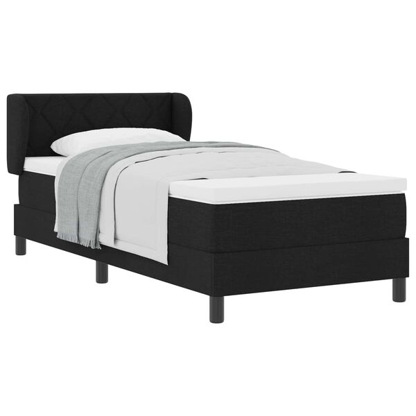 vidaXL Cama Box com colch&atilde;o com cabeceira Preto 90 x 190 cm tecido