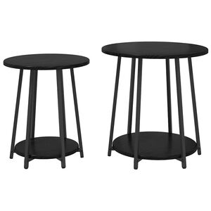 vidaXL Conjunto de mesas de apoio com prateleira 2 pcs Carvalho Preto