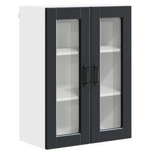 vidaXL Arm&aacute;rio de Vidro de Parede PORTO Preto 60 x 31 x 80 cm