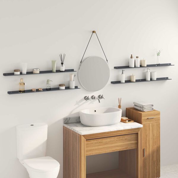 vidaXL Prateleira Flutuante 4 pcs Antracite 100 x 9 x 2,5 cm A&ccedil;o