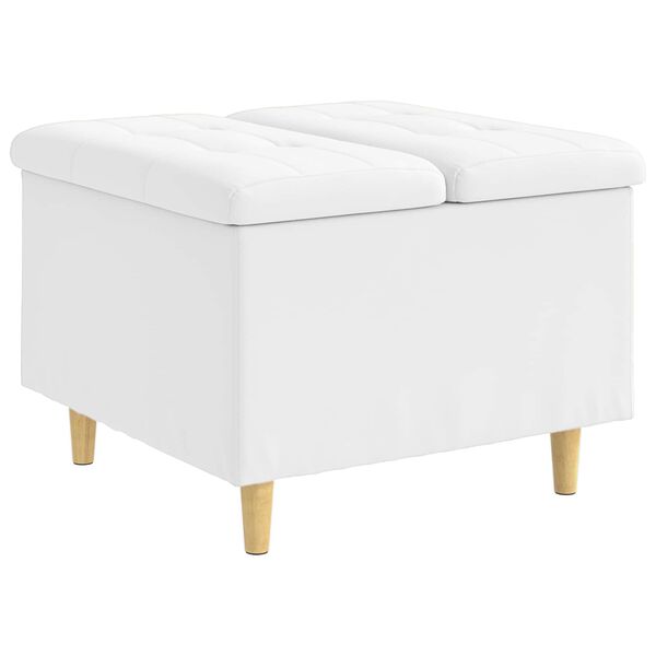 vidaXL Banqueta com almofada Branco 60 x 60 x 45 cm Couro sint&eacute;tico
