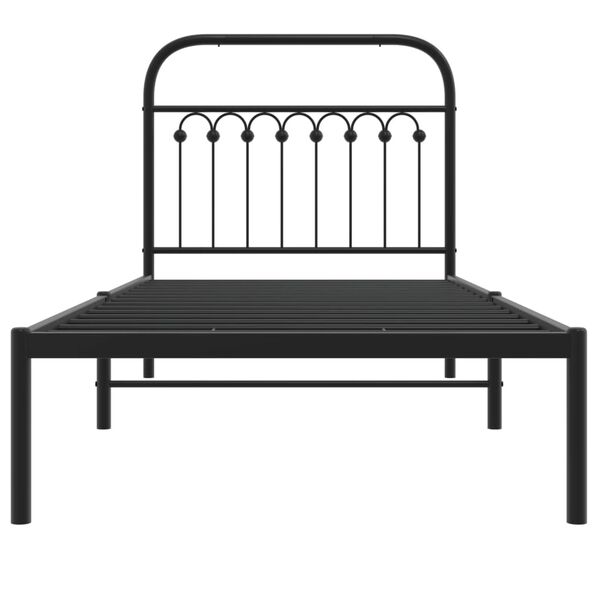 vidaXL Estrutura de cama com cabeceira 90x190 cm metal preto