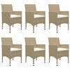 vidaXL 7 pcs conjunto de jantar para jardim bege