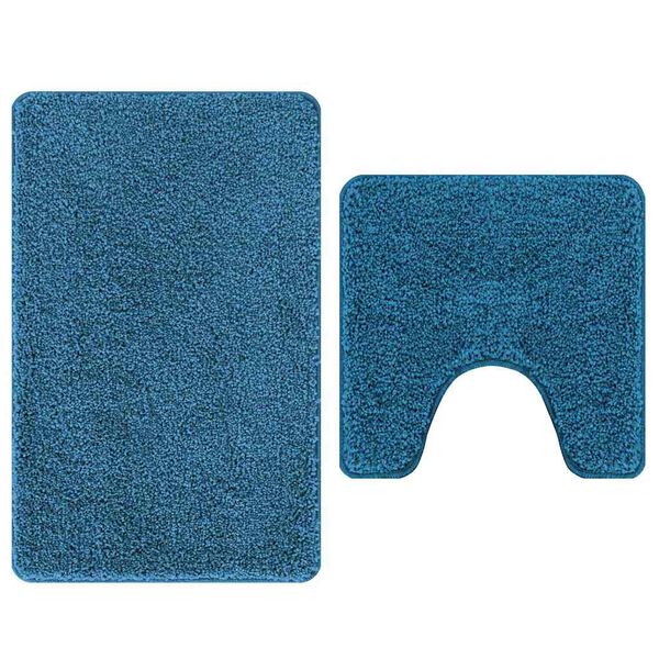 vidaXL Conjunto de Tapetes de Banho Antiderrapantes 2 pcs Azul PP