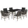 vidaXL 7 pcs conjunto de jantar p/ jardim c/ almofad&otilde;es vime PE cinza